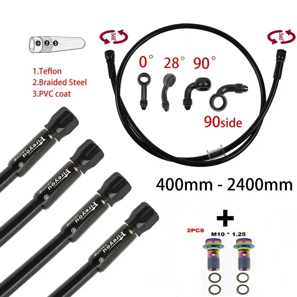 Ống phanh bện AN3 Ống dầu côn  - đánh giá và giá Motorcycle Brake Cable
