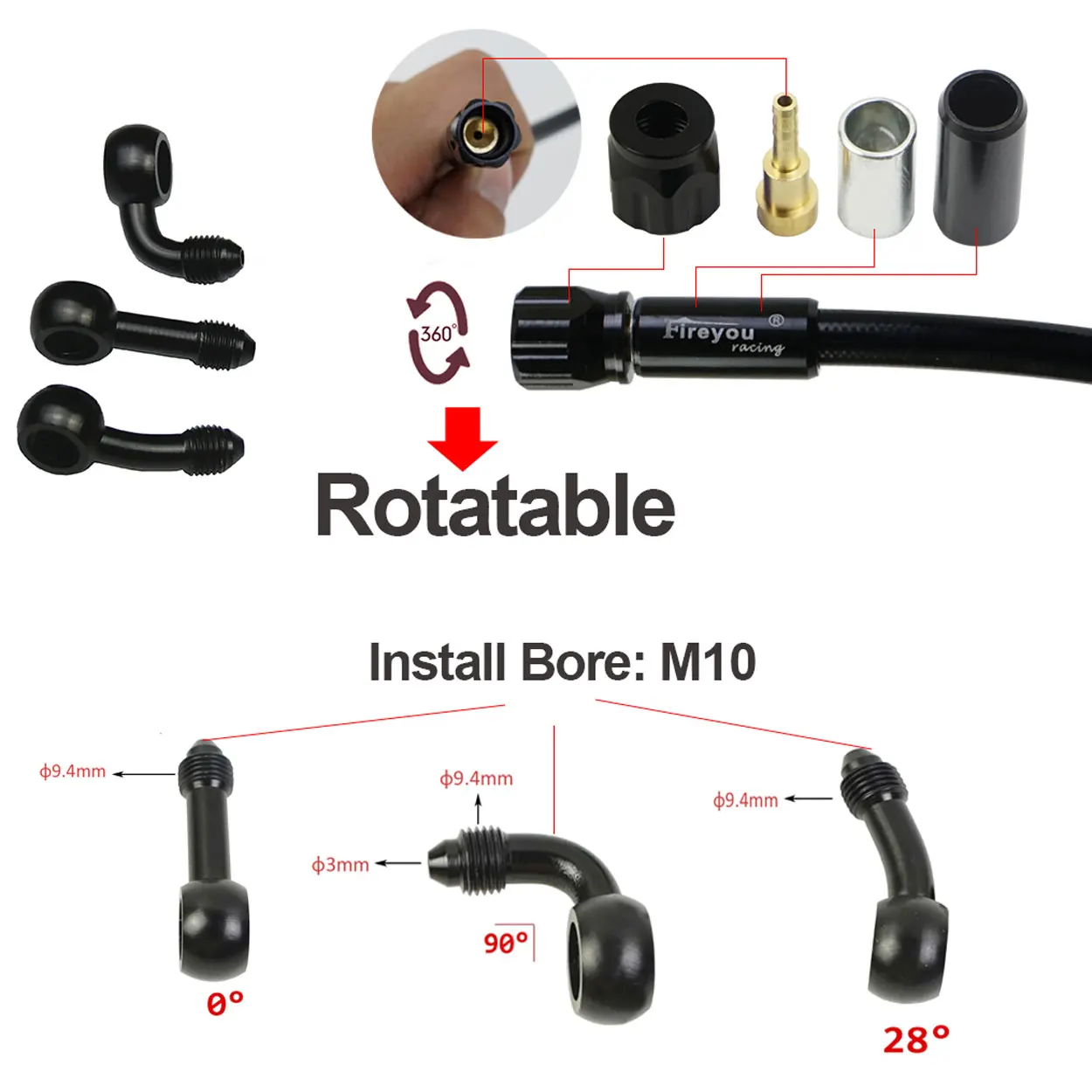 Ống phanh bện AN3 Ống dầu côn  - đánh giá và giá Motorcycle Brake Cable